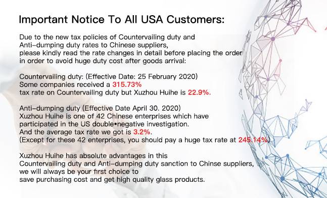 معدل ضريبة منخفض رسوم مكافحة الإغراق والرسوم التعويضية على واردات الحاويات الزجاجية من القائمة البيضاء للصين