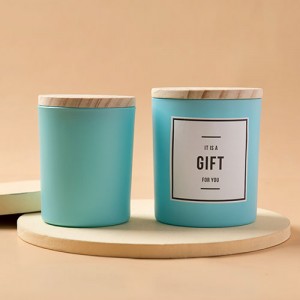 7.5oz 11oz Blue Wooden Lid Glass Candle Jar for Wedding, Festive