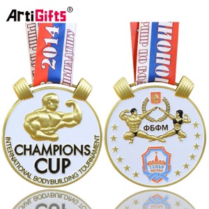 Weightlifting Medali Adat Logo Metal Engraved Medali