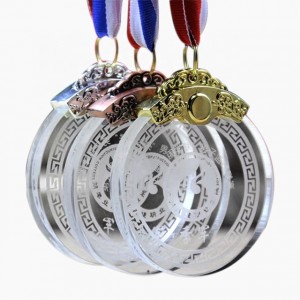 Artigifts Grossist 3D Lasergravyr Glas Basketpokaler Skräddarsydda Blank Clear Crystal Acrylic Trophy Awards Medalj