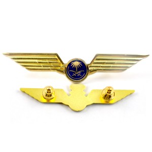 Échantillon gratuit, créez votre propre Logo, badge en métal personnalisé, bronze, plaqué or, ailes de pilote, épingle
