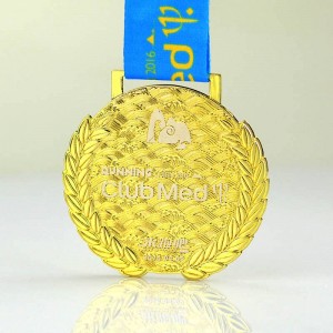 Сублимация буш алтын логотип, буш металл мәктәпнең Челлендж премиясе Мактау медале Чүл марафоны йөгерү медальләре.