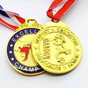 Hytaý medal öndüriji üpjün ediji örtükli glod adaty metal taekwondo medal eýesi