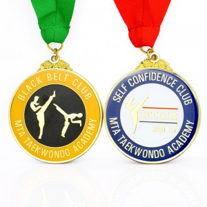 चाइना मेडल मेकर आपूर्तिकर्ता प्लेटिङ ग्लोड कस्टम मेटल तेक्वान्दो पदक होल्डर