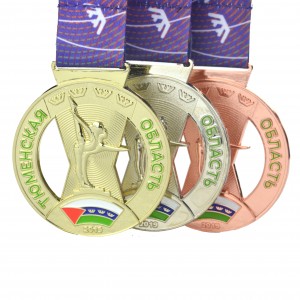 Medalie sportivă cu producător de panglici din China Hollowout, medalii și trofee academice de dans la Universitatea de dans personalizate simple
