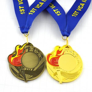 مدال فلزی خالی از آلیاژ روی ارزان سفارشی شده با آبکاری با طراحی دو بعدی توخالی