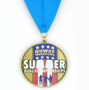 High Quality Souvenir Zinc Alloy Custom Logo Metal Summer Dual Championships Wrestling Judo Taekwondo Karate Marathon Running Sport Medal