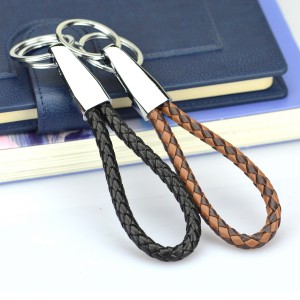 ကားသော့ချိတ် ဆက်စပ်ပစ္စည်းများ Long Pu Leather Cord Charm Keyring Keyring Handmade Braided Leather Rope Leather Strap သော့ချိတ်