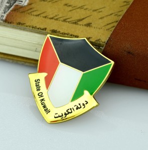 Custom Made Metal Soft Hard Enamel Pins Bulk Magnetic Badge With Epoxy Coating American Kuwait Flags Lapel Pin