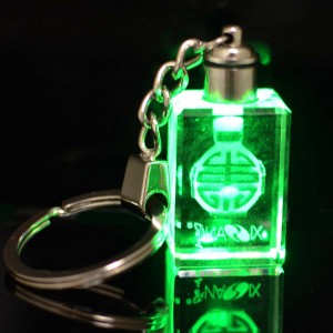 Custom Glass Key Ring 3D Crystal Keyring Laser Logo Keychain Photo Sublimation Crystal Key Chain Led