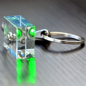 Custom Glass Key Ring 3D Crystal Keyring Laser Logo Keychain Photo Sublimation Crystal Key Chain Led