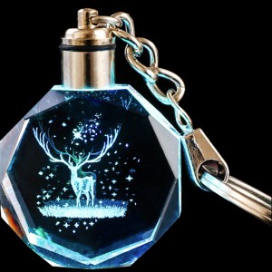 Custom Bulk Blank 3D Logo Led Glass Crystal Wedding Souvenir Keychain Promotional Keychains Crystal Keychain For Laser Engraving
