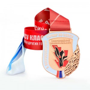 Customized Creative Antique Medallion Zinc Alloy Metal Embossed 3D Sports Commemorative Medal With Ribbon