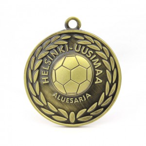 Souvenirs artesanais de metal de deseño personalizado por xunto de aliaxe de zinc en branco, ouro, prata, cobre, medallas de fútbol de fútbol