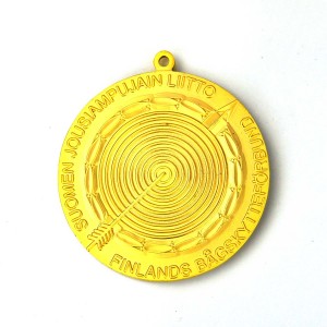 លក់ដុំ Sublimation ដែលមានតម្លៃថោក Custom Blank Gold Plated Metal Sports Award Medal and Trophy with Ribbon