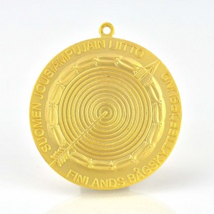 លក់ដុំ Sublimation ដែលមានតម្លៃថោក Custom Blank Gold Plated Metal Sports Award Medal and Trophy with Ribbon