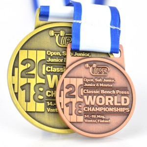 ຂາຍສົ່ງ Custom Metal Classic Style Metal Mafucturer Gold Award Medallion Marathon Running Sport Medals Blank