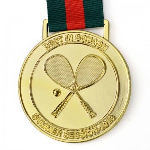 Gjin minimale bestelling lege medaljes en linten te keap Kompetysje Kampioen Sportpriis Oanpast Goud Sulver Brûns Metal Badminton Medal