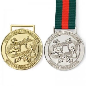 מדליית מרוץ ריצה סובלימציה ספורטיבית תלת מימדית מותאמת אישית מדליית רסיס זהב וגביעים מדליות מתכת למסלול ושדה