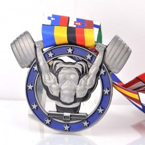 Wholesale Powerlifting Weightlifting Medal Engraved Sublimation Custom Medal Ribbons