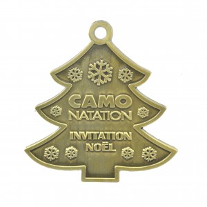 ODM OEM Різдвяна ялинка Прикраса на замовлення Антикварне покриття Залізо Латунь Мідь Сувенір Металевий медальйон Різдвяні подарунки Медаль
