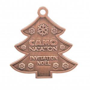 ODM OEM adorno de árbore de Nadal personalizado de hierro chapado en antigüedad latón cobre recuerdo medallón de metal regalos de Navidad medalla