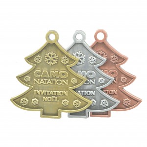 A árvore de Natal do OEM do ODM decora a medalha antiga personalizada dos presentes de Natal do medalhão do metal da lembrança do cobre do ferro do chapeamento