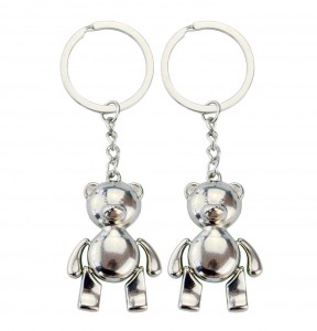 Fashion Luxury Animal Toy Doll Molds Custom Mini Small 3D Key Chain Sliver Metal Stainless Steel Cute Care Bear Keychain