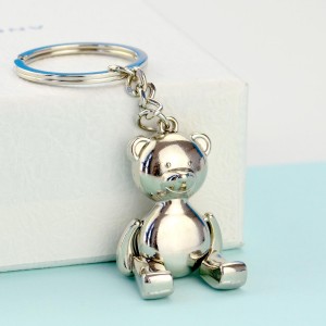 Fashion Luxuria Animal Toy Doll Molds Custom Mini Small 3D Key Chains Sliver Metal Stainless Steel Cute Care Bear Keychain
