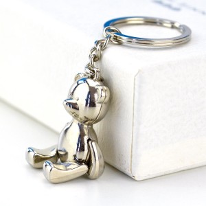 Fashion Luxury Animal Toy Doll Molds Custom Mini Small 3D Key Chains Sliver Metal Stainless Steel Cute Care Bear Keychain