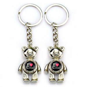 Fashion Luxury Animal Toy Doll Molds Custom Mini Small 3D Key Chains Sliver Metal Stainless Steel Cute Care Bear Keychain