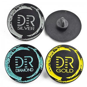 School Company Logo Badge Single Custom Enamel Pin Glitter Pin Free Sample Soft Enamel Round Metal Blank Black Pin 25mm