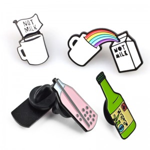 Drink Melk Serie Cup Pot Patroon En Boek Metaal Zacht Email Revers Pin Aangepaste Creatieve Leuke Cartoon Badge Emaille pins Koffie