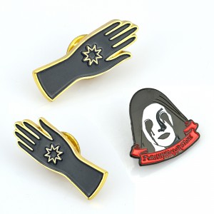 zhongshan lapel pin Wholesale Manufacture Custom Any Shape for Couples Plating Nickel Metal Hard Enamel Pin Black Hands