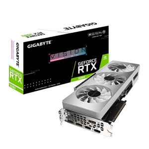 GIGABYTE GeForce RTX3080 VISION OC 10G กราฟิกการ์ดสำหรับเล่นเกมพร้อม 10GB GDDR6 320bit อินเทอร์เฟซหน่วยความจำสีขาว LHR 3 พัดลม