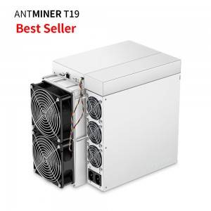 حار بيع جيد عامل منجم Antminer T19 BTC مع الأصل Psu Bitcoin Miner في الأوراق المالية.