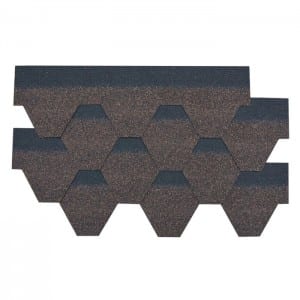 Teja de asfalto hexagonal de madeira marrón