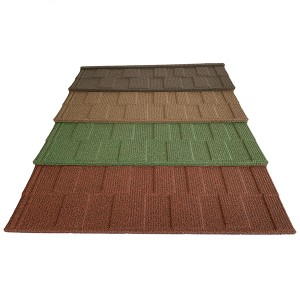 Kenya Wind Hail Proof iron sand Stone Chips Coated shingle tiles For Villa Roof