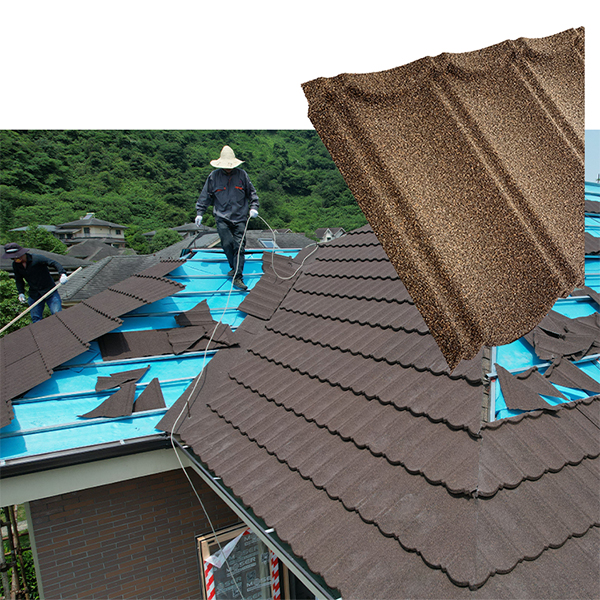 55% Zinc Roofing Sheet Factory Presyo stone coated steel roofing Para sa Villa Roof