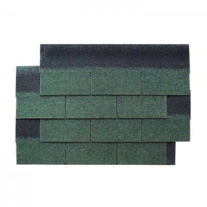 Preț ieftin decorați șindrilă colorată de asfalt verde cu 3 file pentru vilă din oțel ușor
