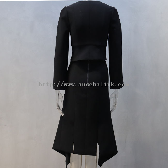 Dress Elegant Evening - AUSCHALINK New Long Sleeve V-neck Top + Hip Wrap Slim Slit Skirt Work Dress Women – Auschalink