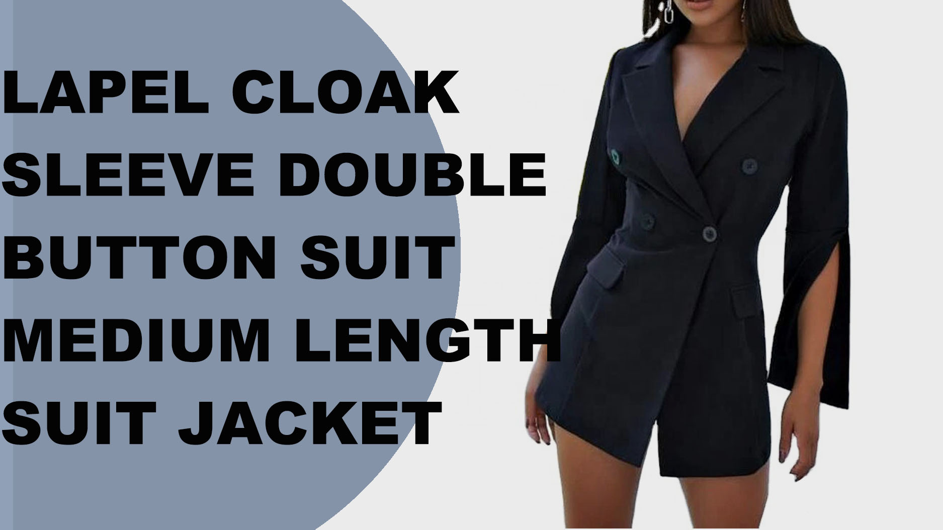 Women lapel cloak sleeve double button suit jacket