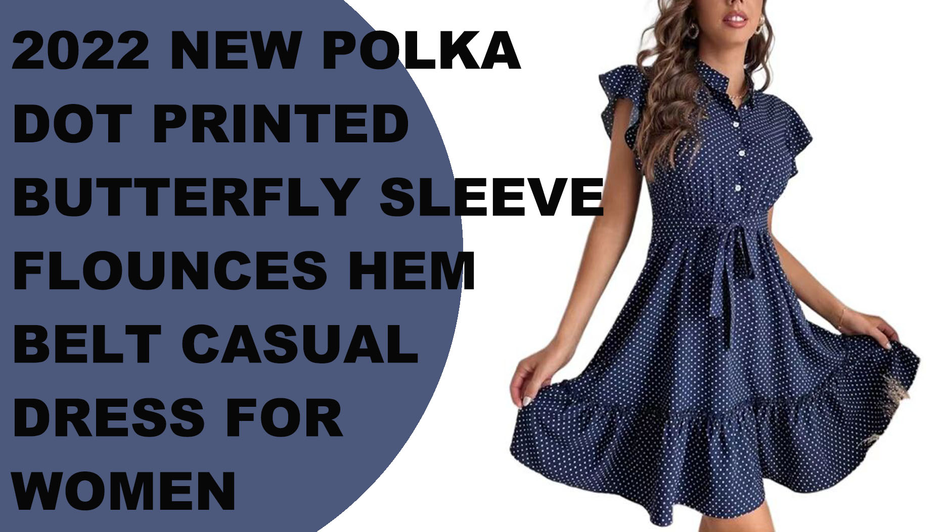 polka dot printed butterfly sleeve dress women