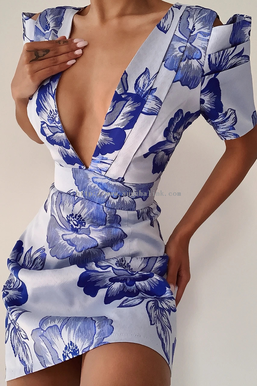 2022 Latest Design Party Wear Gown Dress - HARLOW DRESS – BLUE FLORAL – Auschalink
