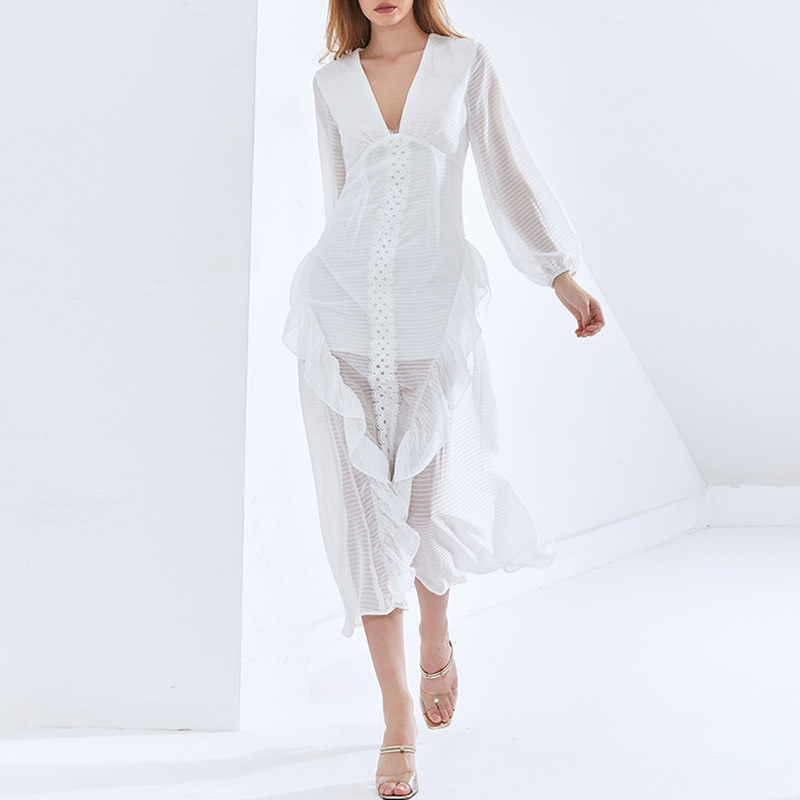 White Elegant Sexy Midi Length Dress
