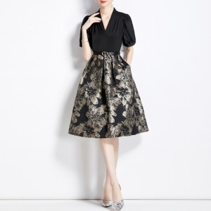 Black Gown Patchwork Dress Women Manufacturer