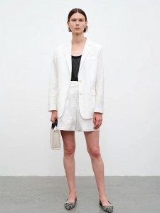 Cotton And Linen China Blazer Shorts Outfit Factory