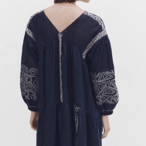 Casual Embroidered Linen Dress Factory