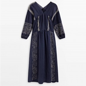 Casual Embroidered Linen Dress Factory