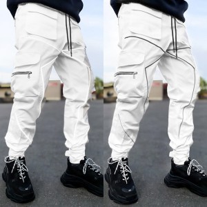 Casual Plus Size Pocket Reflective Sports Trousers Overalls